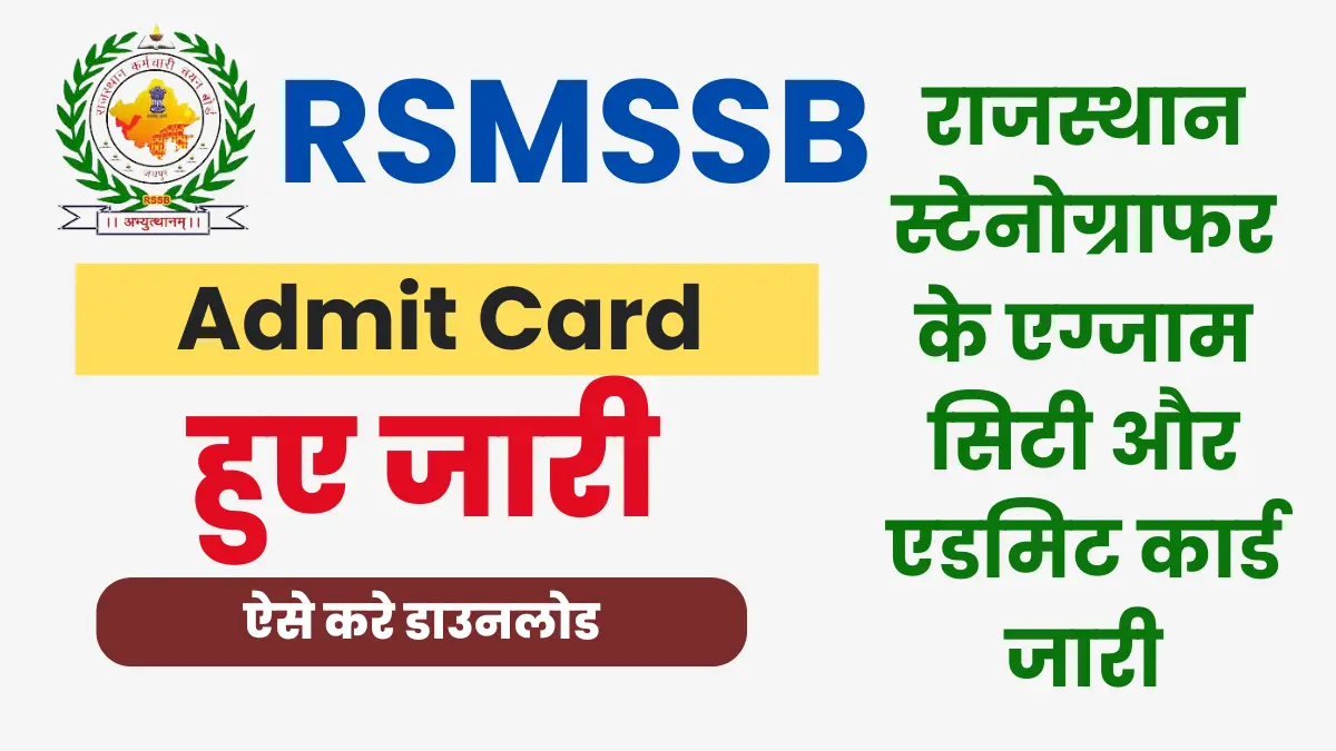 RSMSSB Stenographer Admit Card